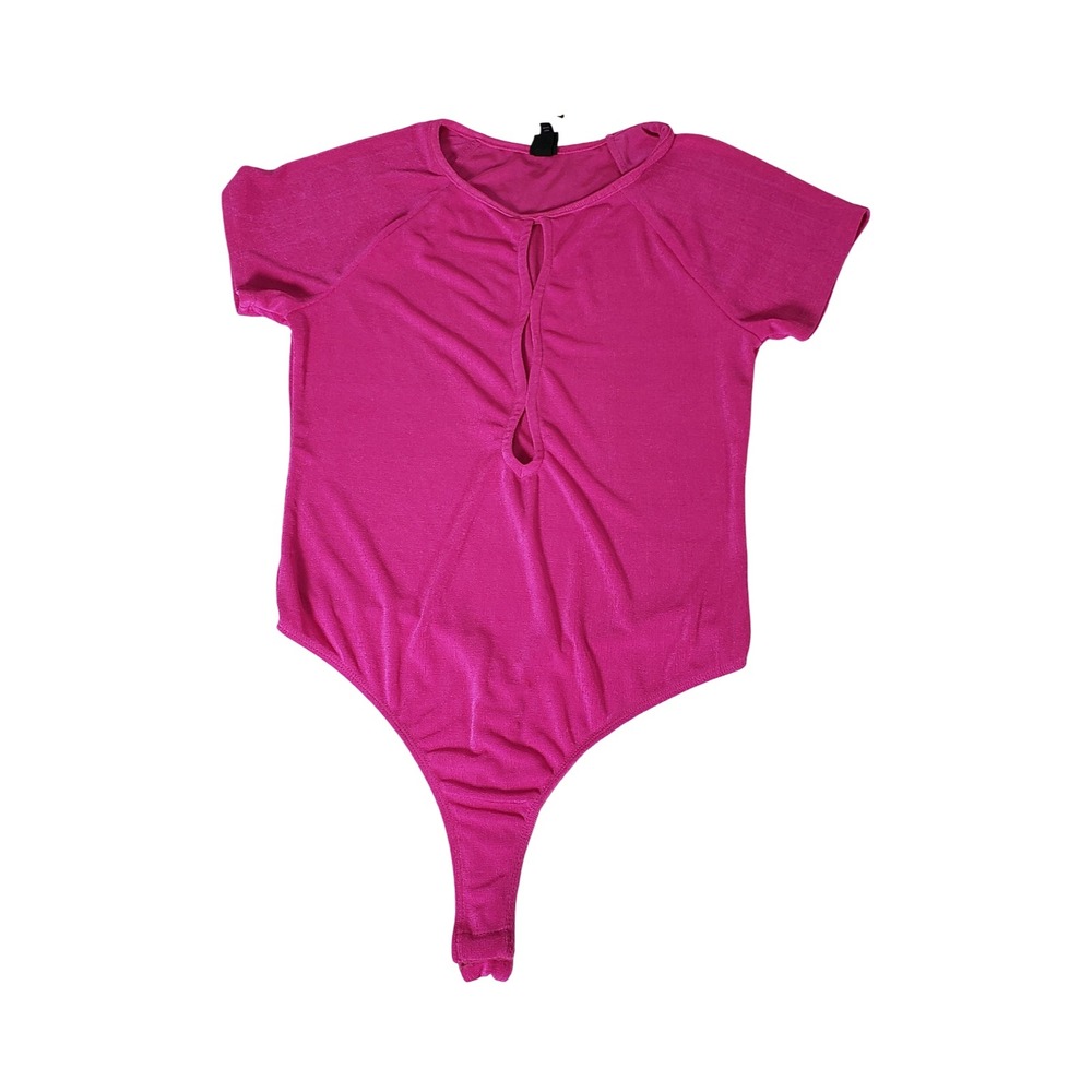 Wild Fable Pink Double Keyhole Cutout Short Sleeve Bodysuit Large